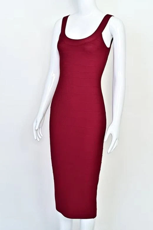 Cindy Bandage Midi Dress - Red Wine - Image 8