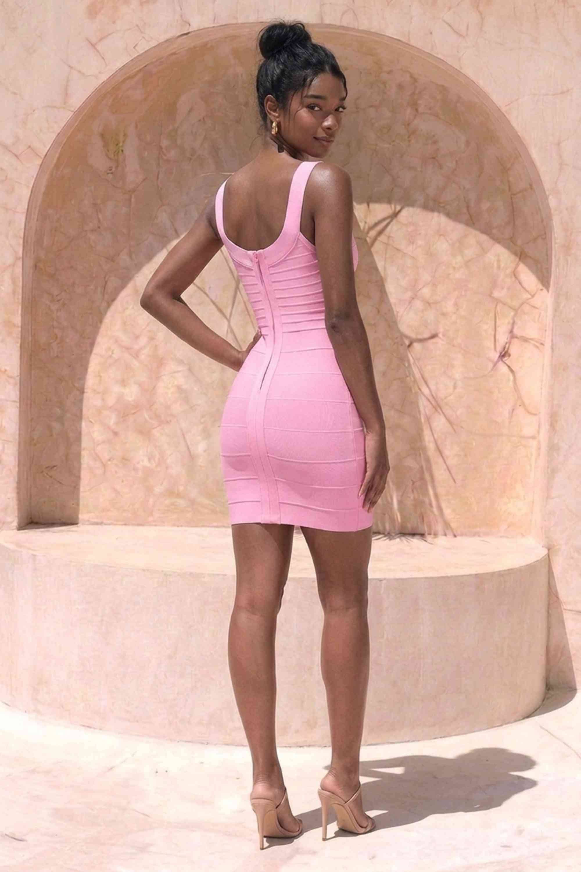 Cindy Bandage Mini Dress - Blush Pink - Image 4