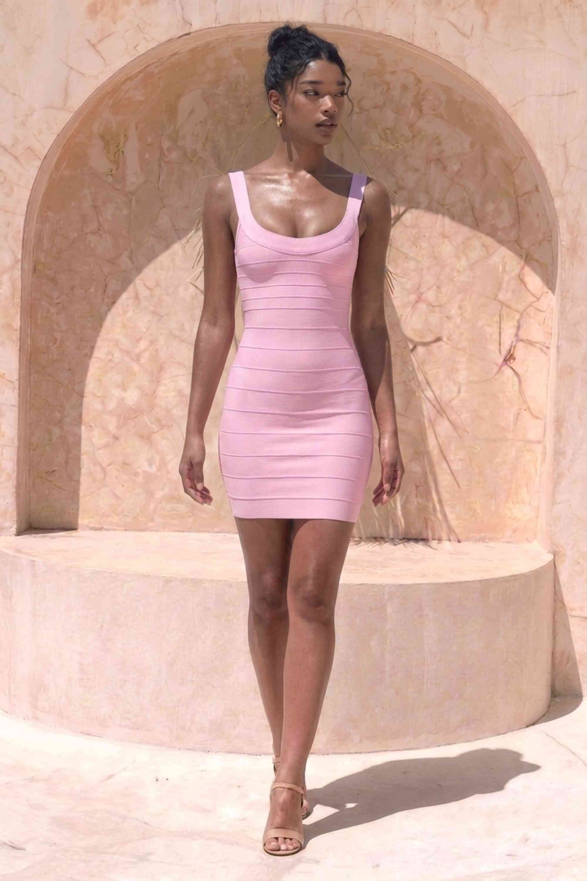 Cindy Bandage Mini Dress - Dusty Pink - Image 3