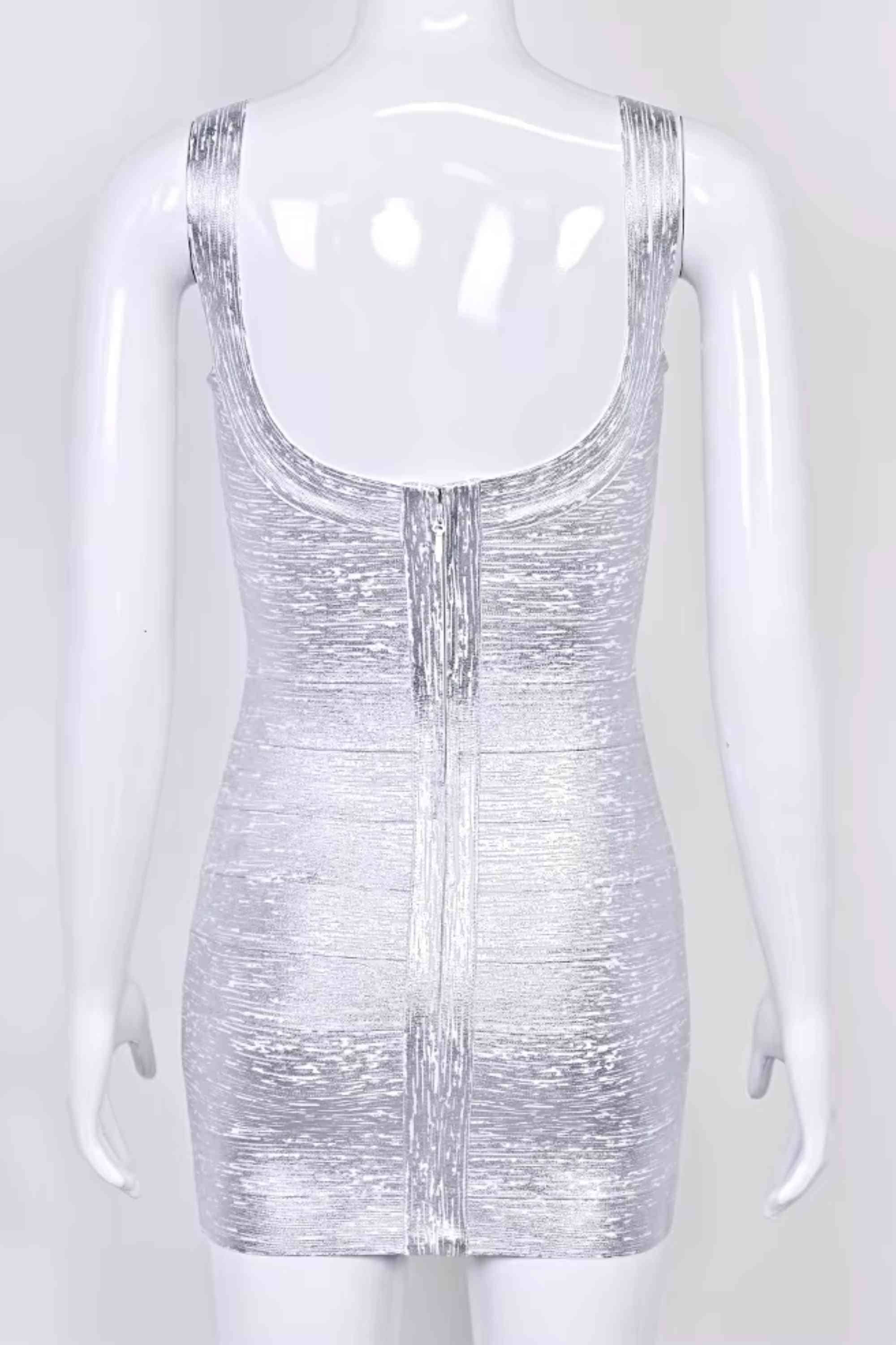 Cindy Bandage Mini Dress - Silver - Image 6