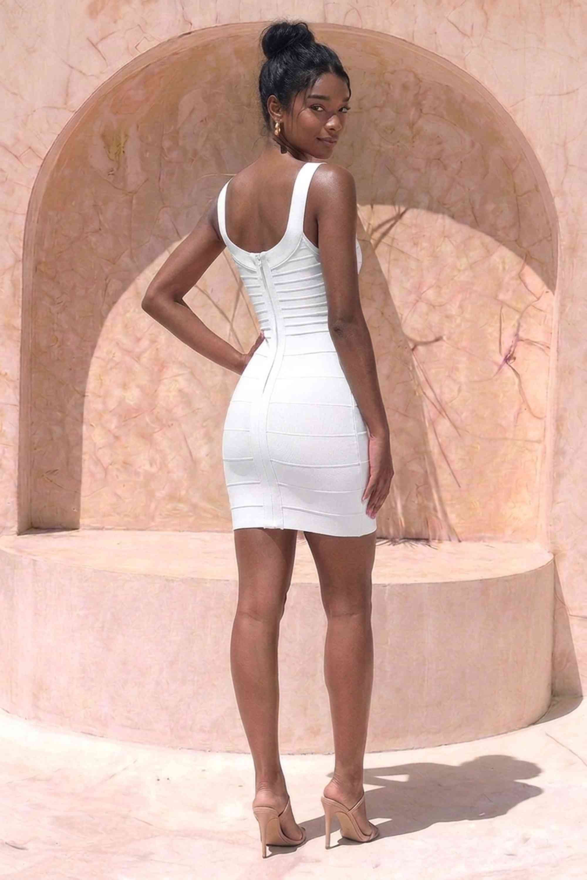 Cindy Bandage Mini Dress - White Pearl - Image 2
