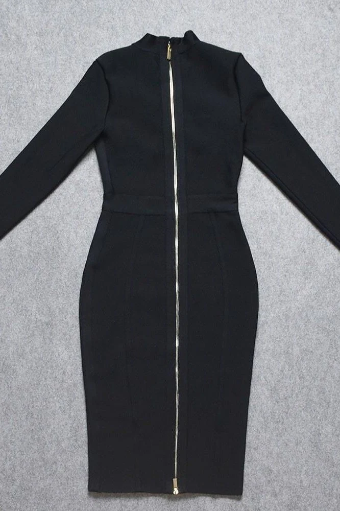 Dee Long Sleeve Bandage Dress - Classic Black - Image 9