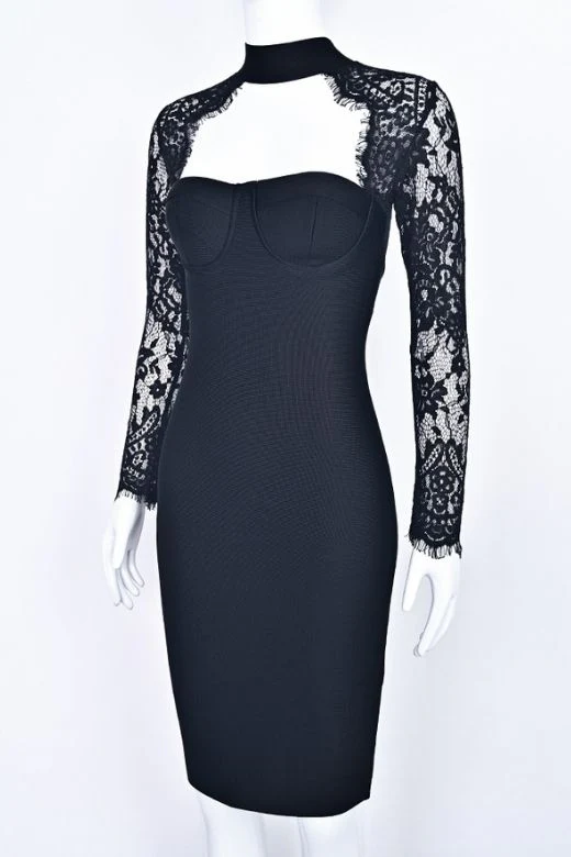 Elia Long Sleeve Bandage Dress - Classic Black - Image 8