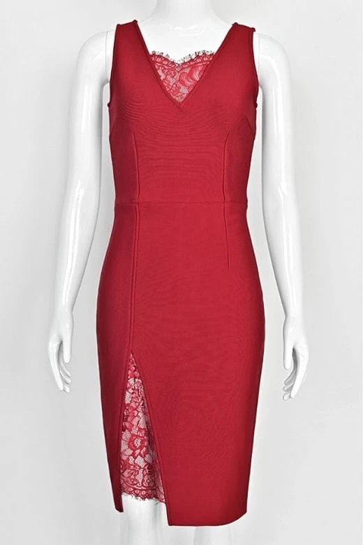 Elsa Bodycon Dress - Red Wine - Image 7