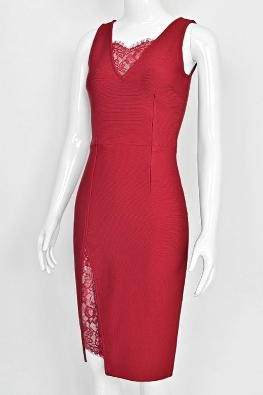 Elsa Bodycon Dress - Red Wine - Image 9
