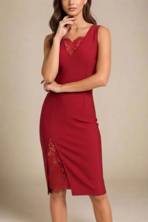 Elsa Bodycon Dress - Red Wine - Image 4