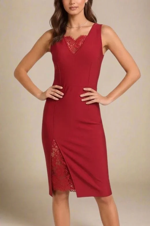 Elsa Bodycon Dress - Red Wine - Image 5