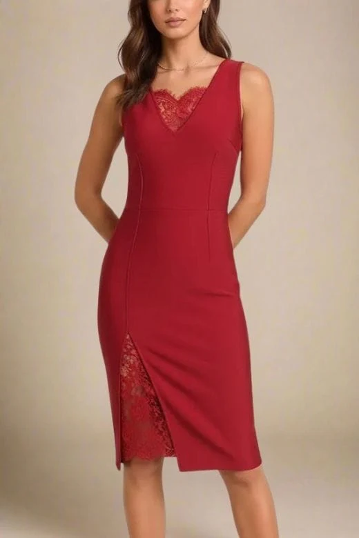 Elsa Bodycon Dress - Red Wine - Image 6