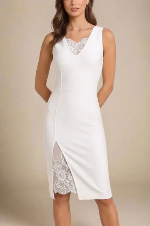 Elsa Bodycon Dress - White Pearl