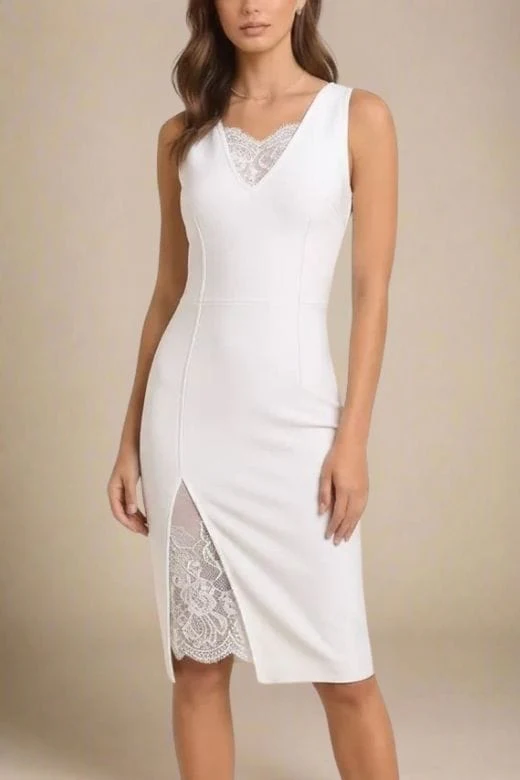 Elsa Bodycon Dress - White Pearl - Image 4