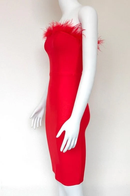 Erin Bandage Dress - Lipstick Red - Image 11