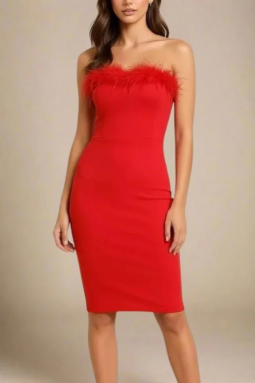 Erin Bandage Dress - Lipstick Red - Image 6