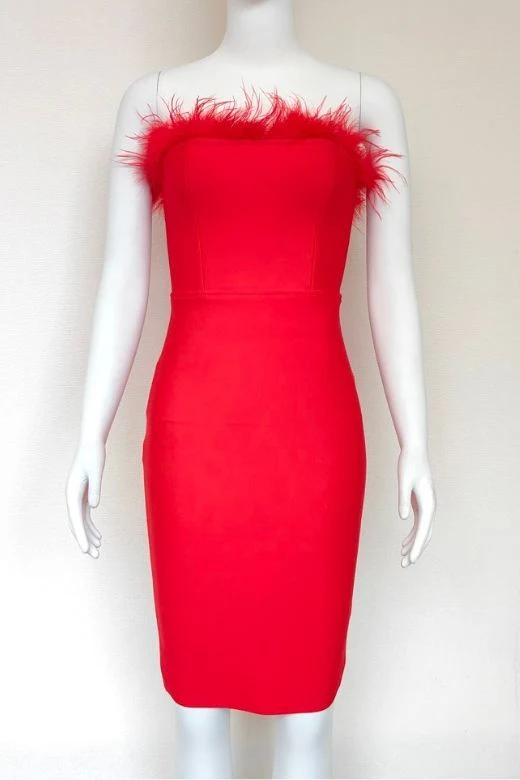 Erin Bandage Dress - Lipstick Red - Image 9
