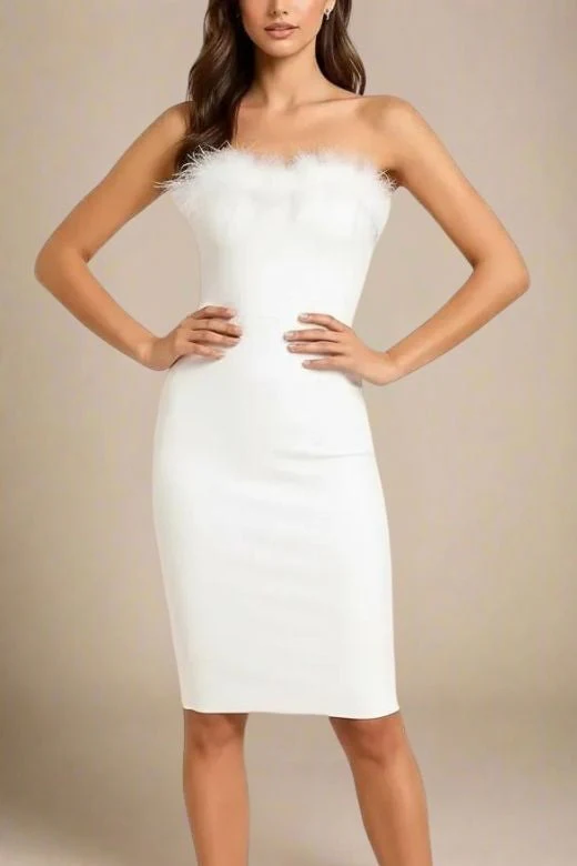 Erin Bandage Dress - White Pearl - Image 6