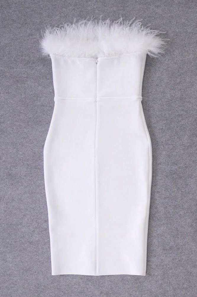 Erin Bandage Dress - White Pearl - Image 9