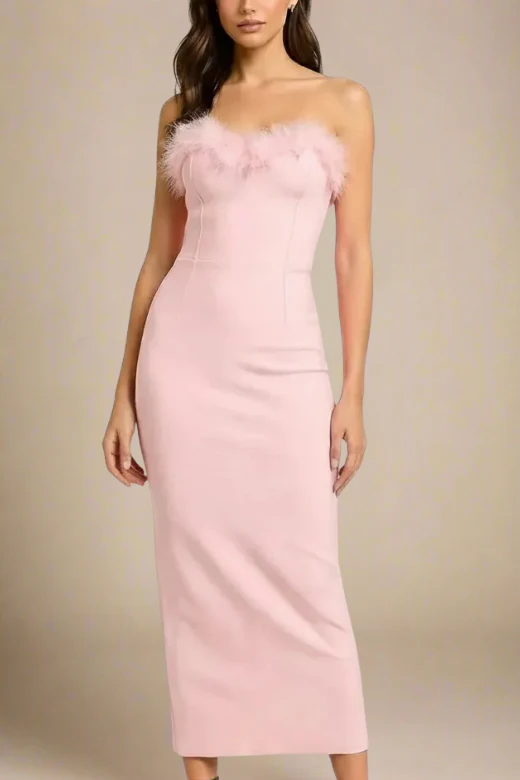 Erin Bandage Maxi Dress - Dusty Pink