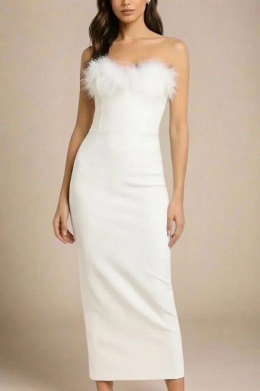 Erin Bandage Maxi Dress - White Pearl - Image 3