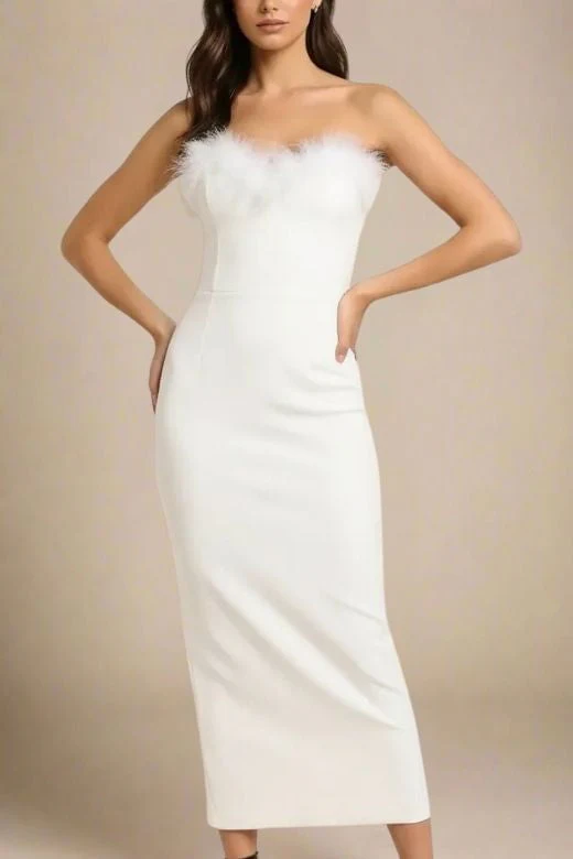 Erin Bandage Maxi Dress - White Pearl - Image 4