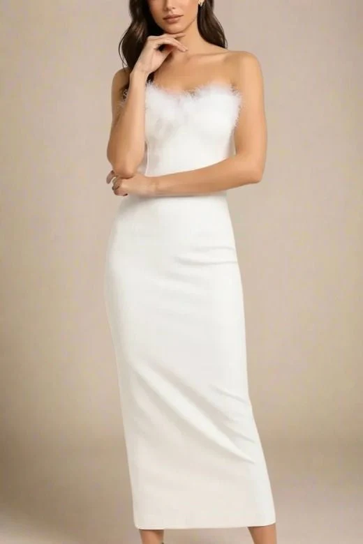 Erin Bandage Maxi Dress - White Pearl - Image 5