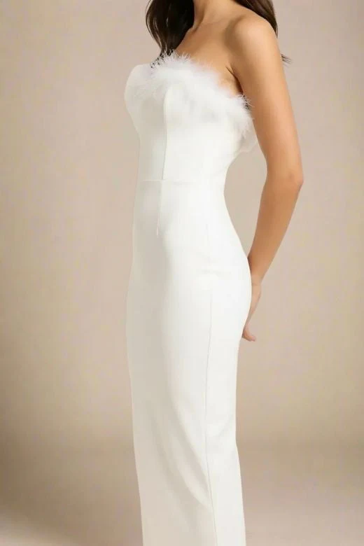 Erin Bandage Maxi Dress - White Pearl - Image 6