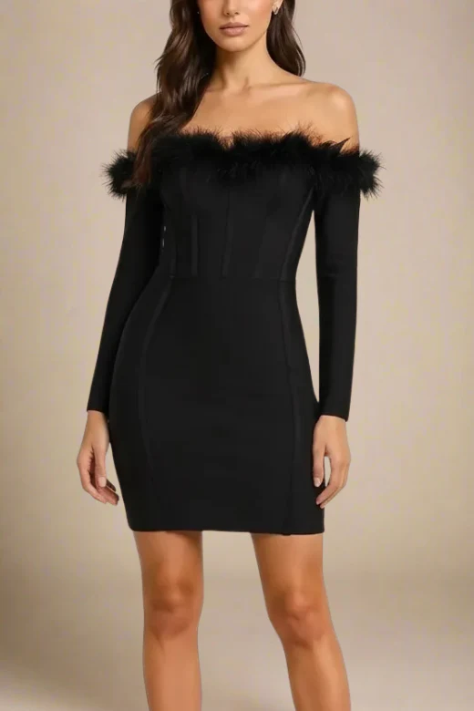 Erin Long Sleeve Bandage Mini Dress - Classic Black