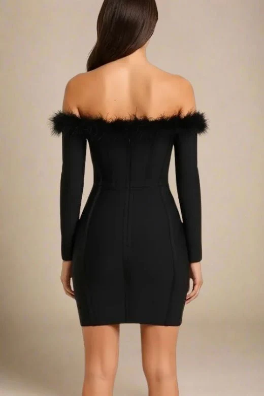 Erin Long Sleeve Bandage Mini Dress - Classic Black - Image 2