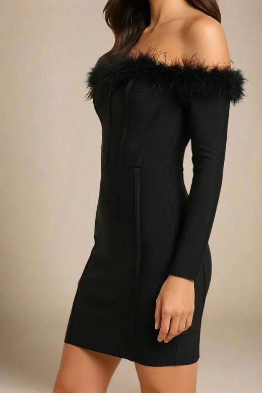 Erin Long Sleeve Bandage Mini Dress - Classic Black - Image 6