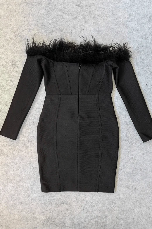 Erin Long Sleeve Bandage Mini Dress - Classic Black - Image 8