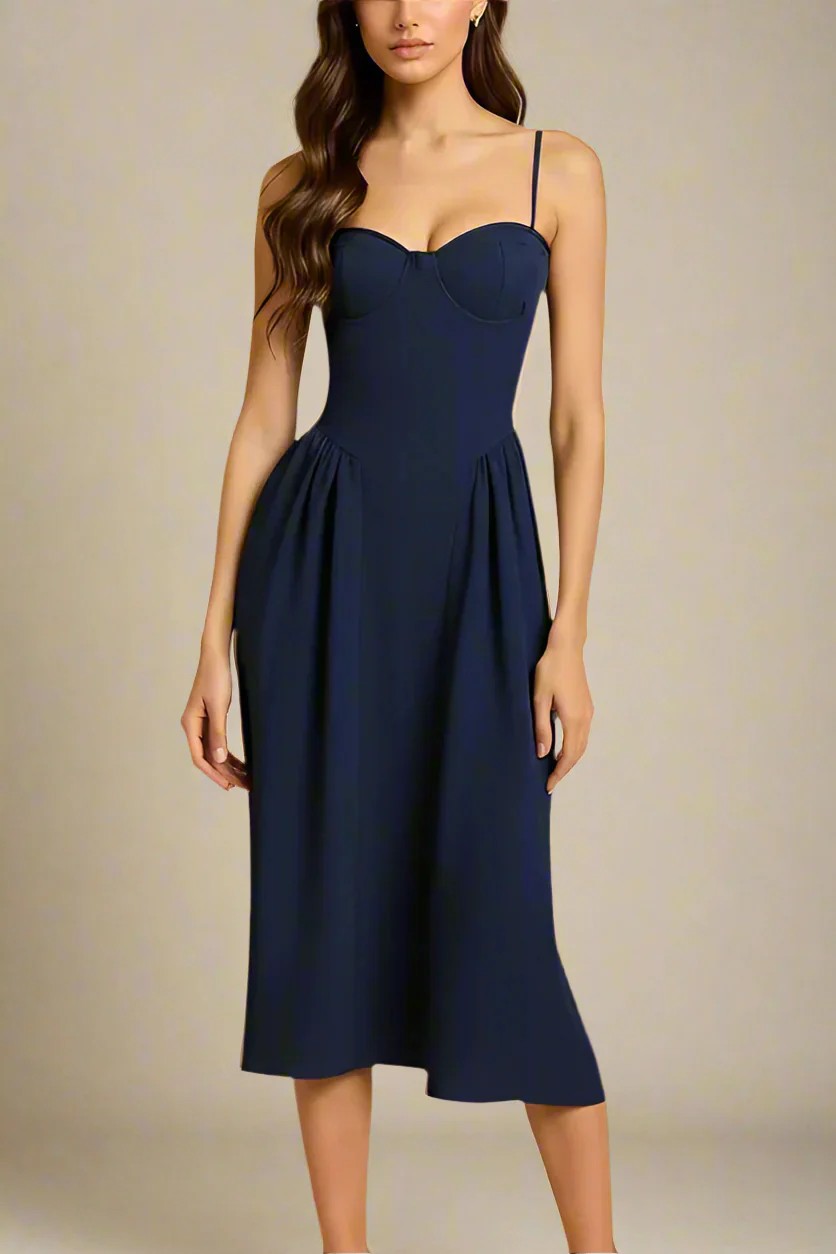 Everly Midi Dress - Navy Blue (Sale) - Image 3
