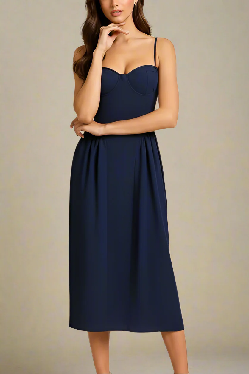 Everly Midi Dress - Navy Blue (Sale) - Image 5