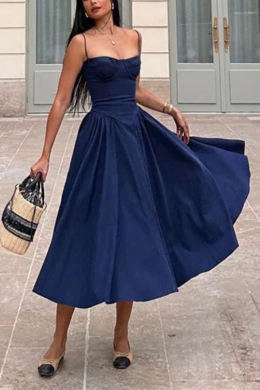 Everly Midi Dress - Navy Blue (Sale) - Image 7