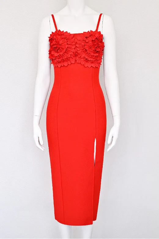 Faye Bandage Midi Dress - Lipstick Red - Image 5
