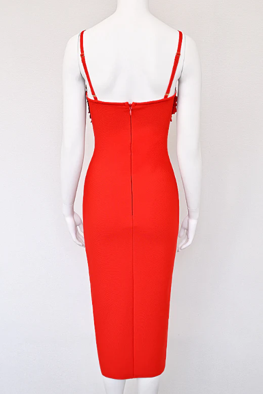 Faye Bandage Midi Dress - Lipstick Red - Image 6