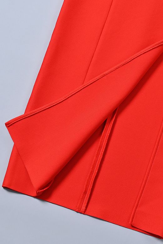 Faye Bandage Midi Dress - Lipstick Red - Image 9