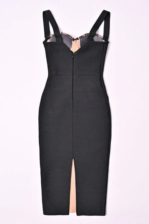 Genevieve Bodycon Midi Dress - Classic Black - Image 10