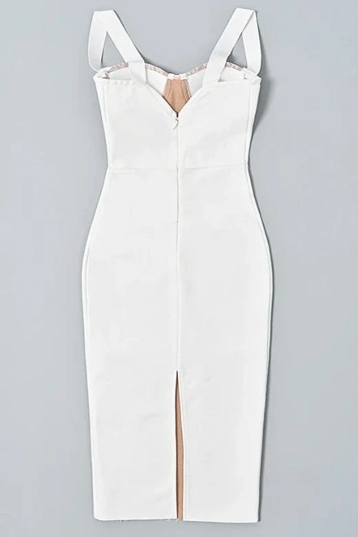 Genevieve Bodycon Midi Dress - White Pearl - Image 12