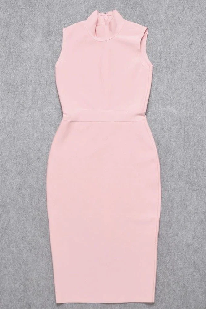 Grace Bandage Midi Dress - Dusty Pink (Sale) - Image 9