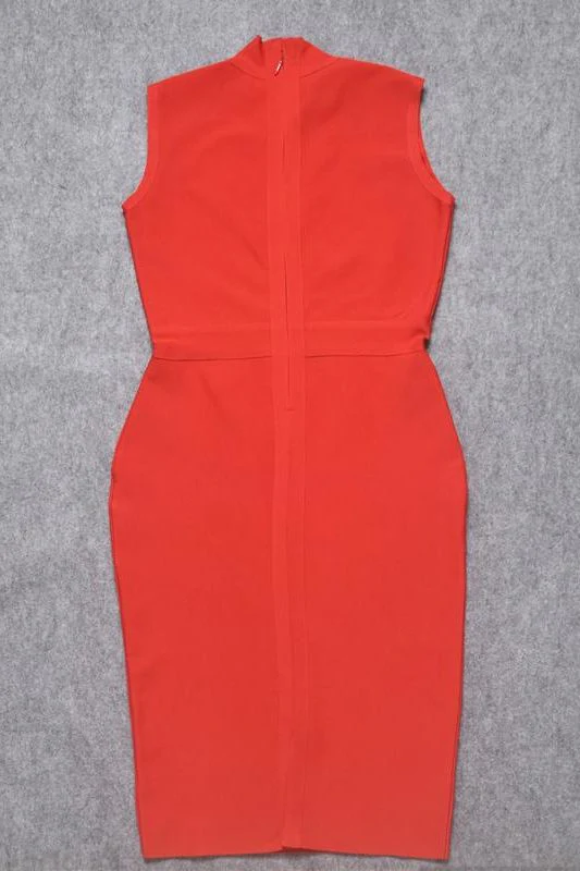 Grace Bandage Midi Dress - Lipstick Red (Sale) - Image 9