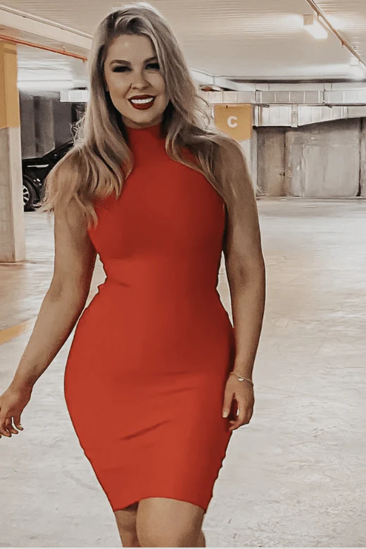 Grace Bandage Midi Dress - Navy Blue (Sale) - Image 6