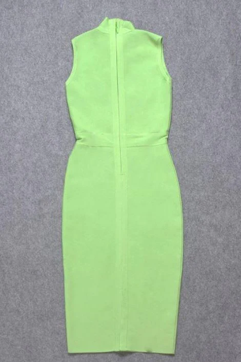 Grace Bandage Midi Dress - Neon Green - Image 13