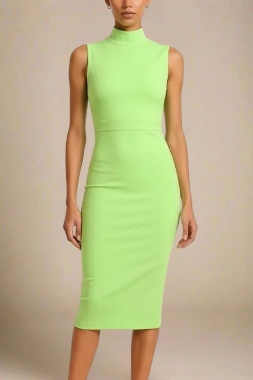 Grace Bandage Midi Dress - Neon Green - Image 3