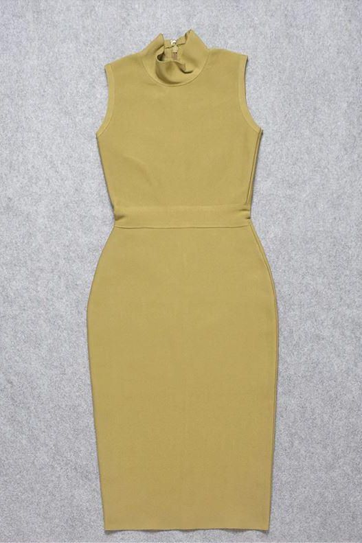 Grace Bandage Midi Dress - Olive Green - Image 8
