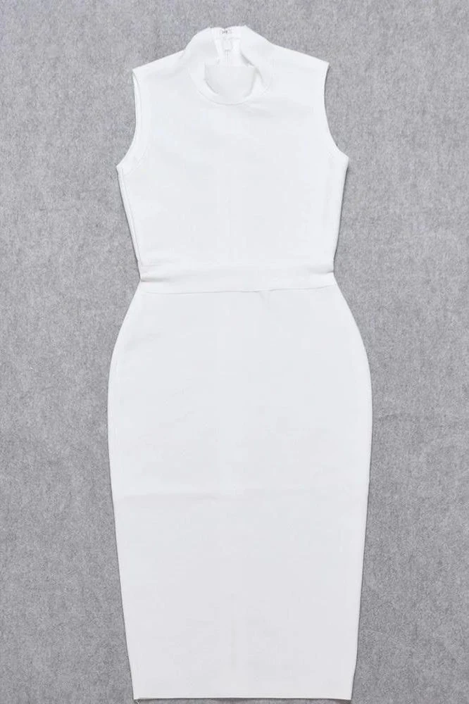 Grace Bandage Midi Dress - White Pearl - Image 13