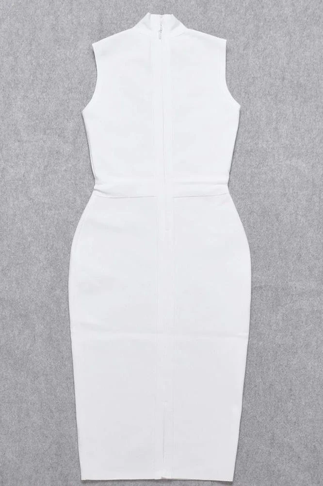 Grace Bandage Midi Dress - White Pearl - Image 14