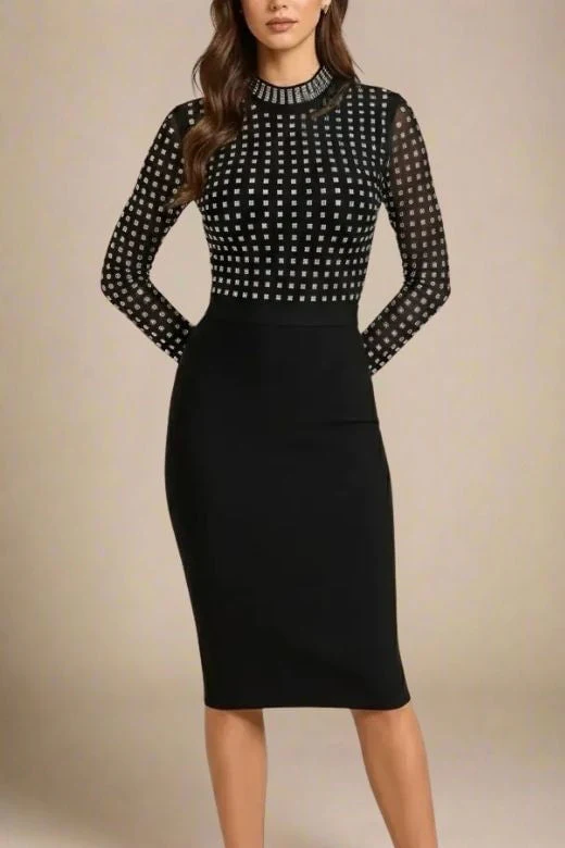 Hazel Long Sleeve Bodycon Dress - Classic Black - Image 4
