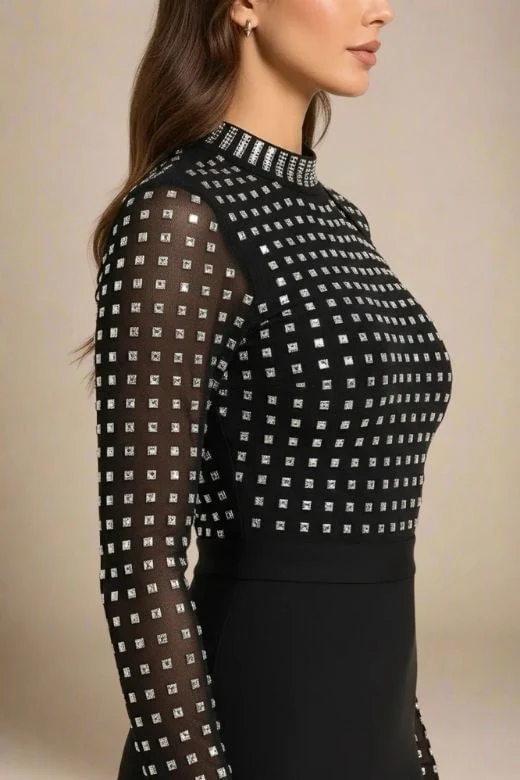 Hazel Long Sleeve Bodycon Dress - Classic Black - Image 6