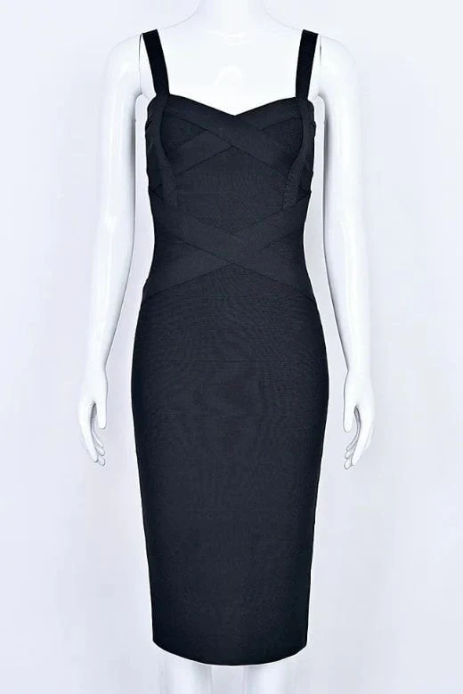 Heidi Bandage Midi Dress - Classic Black - Image 13