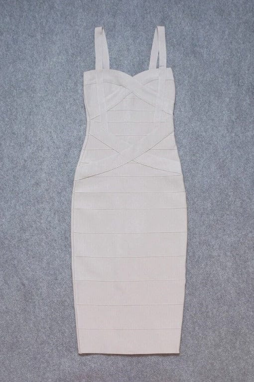 Heidi Bandage Midi Dress - Cream - Image 12