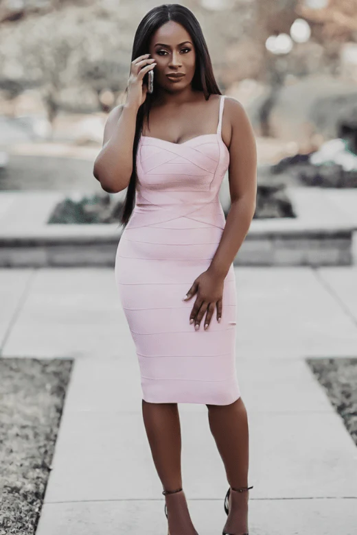 Heidi Bandage Midi Dress - Dusty Pink - Image 9
