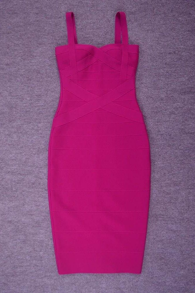 Heidi Bandage Midi Dress - Magenta Pink (Sale) - Image 11